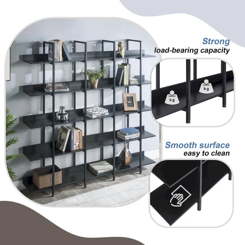 5 Tier Bookcase Home Office Open Bookshelf