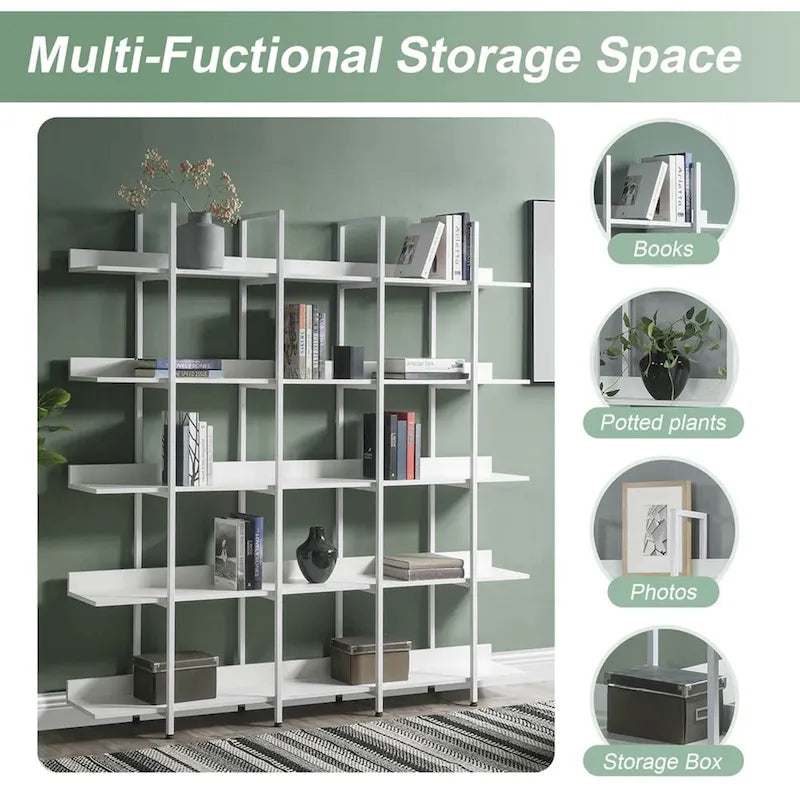 5 Tier Bookcase Home Office Open Bookshelf