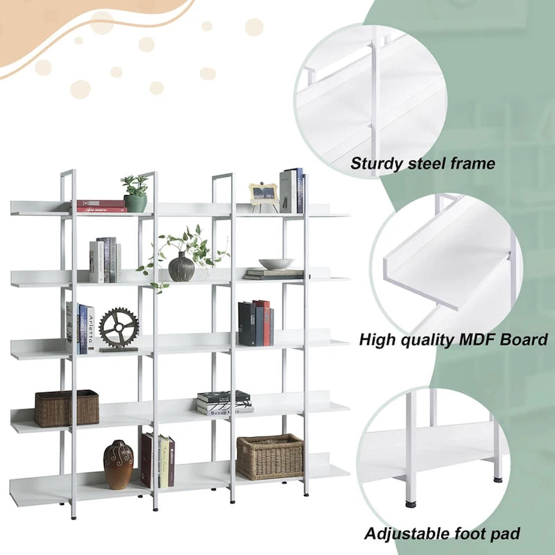 5 Tier Bookcase Home Office Open Bookshelf