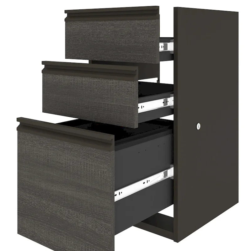 Bestar Prestige Plus L-shaped Workstation Desk with Hutch