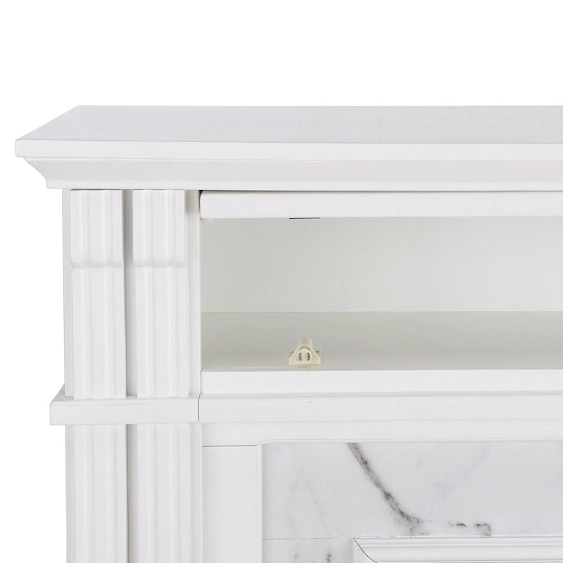 SEI Furniture Occom Electric Fireplace with Faux Marble Mantel with Media Storage