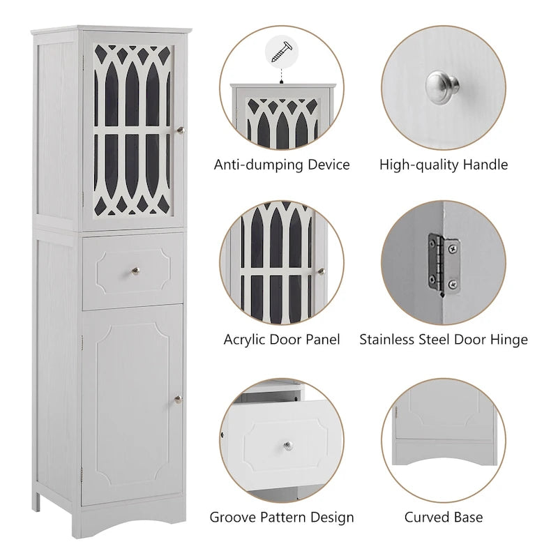 Bathroom Cabinet with Drawer and Doors
