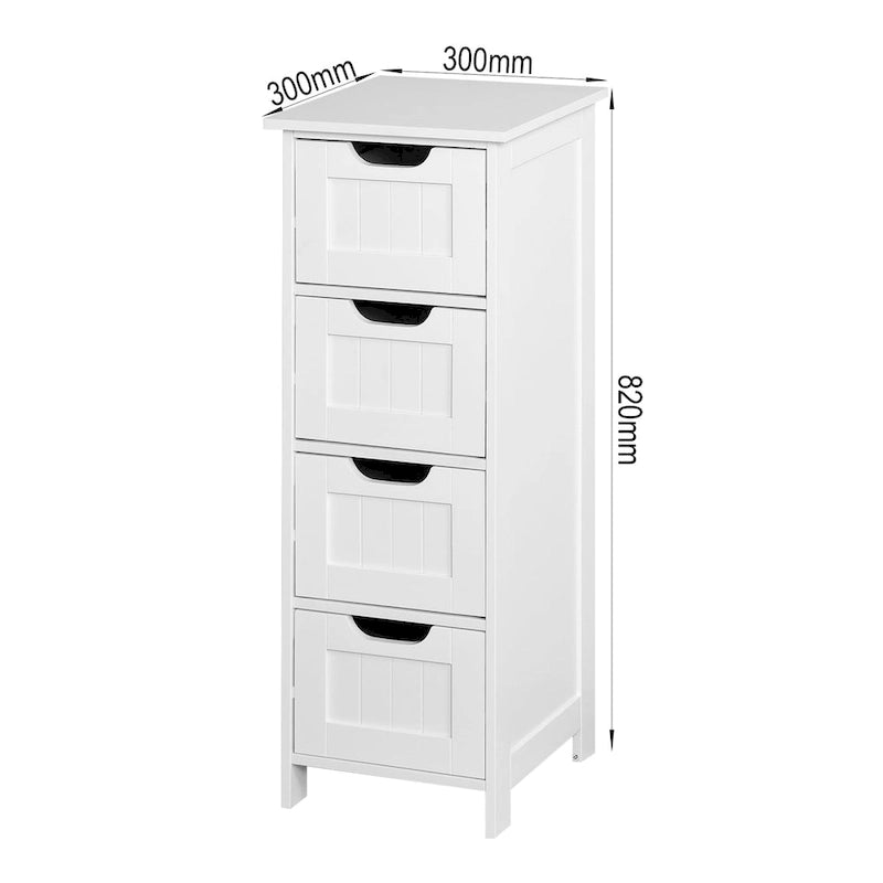 White Bathroom Storage Cabinet Freestanding with Drawers - 11.8L x 11.8W x 32.3H