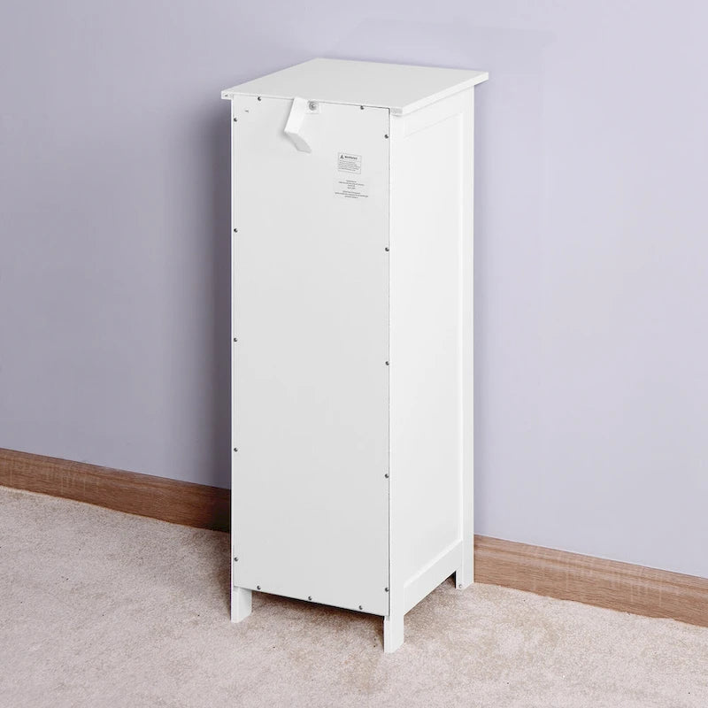 White Bathroom Storage Cabinet Freestanding with Drawers - 11.8L x 11.8W x 32.3H