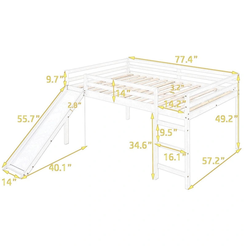 Merax Full Loft Bed with Slide