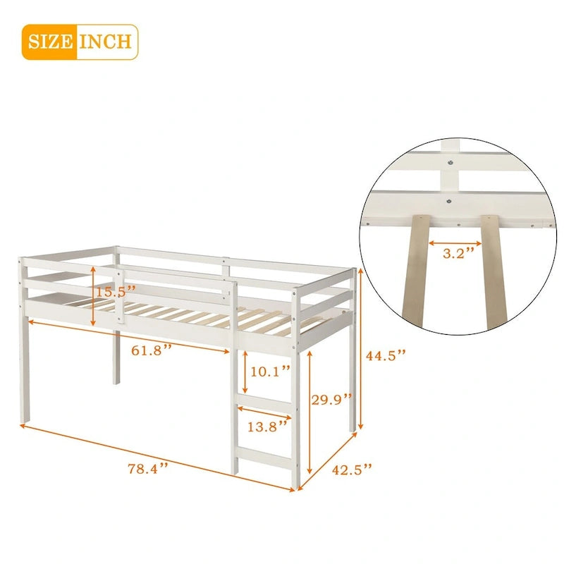 Merax Twin Low Loft Bed with Desk and Cabinet