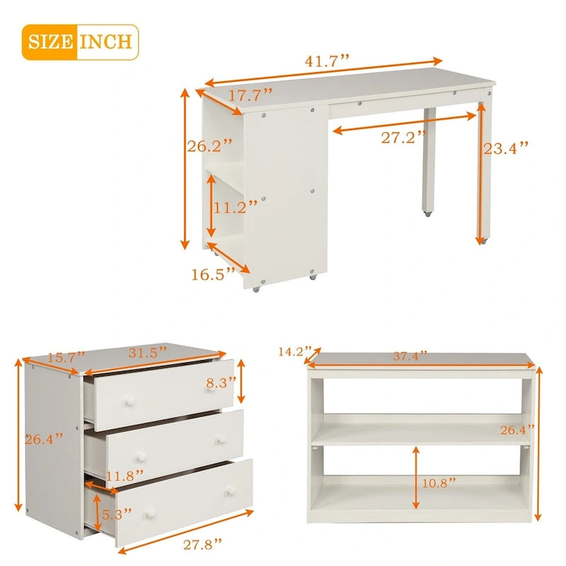 Merax Twin Low Loft Bed with Desk and Cabinet