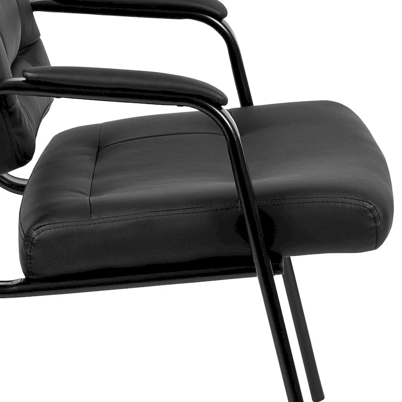 Upholstered Tufted Executive Reception Chair - Black