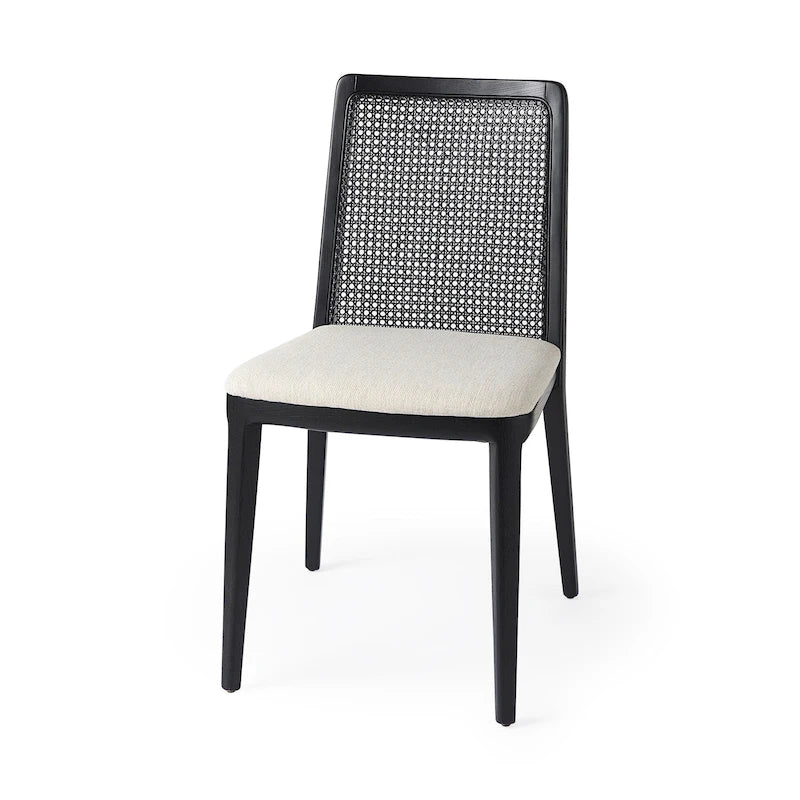 Clara Light Brown Wood Cream Seat Armless Dining Chair