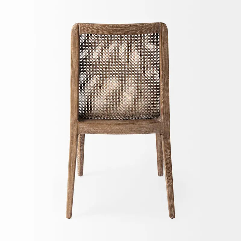 Clara Light Brown Wood Cream Seat Armless Dining Chair