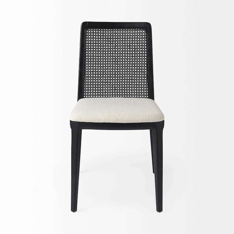 Clara Light Brown Wood Cream Seat Armless Dining Chair