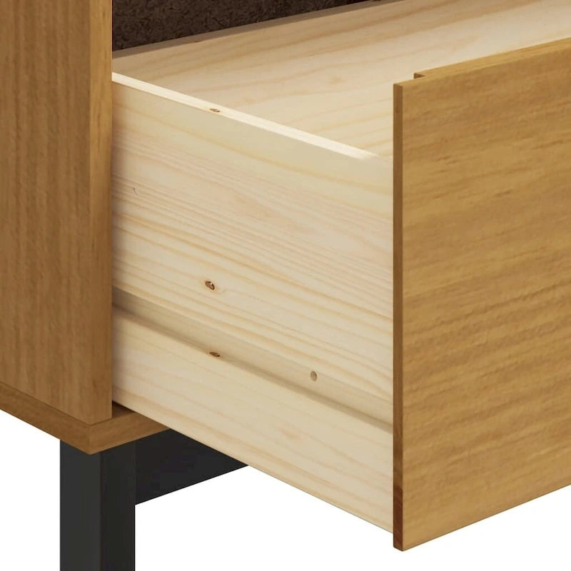 vidaXL Sideboard with Glass Door FLAM 31.5x15.7x31.5 Solid Wood Pine - 31.5 x 15.7 x 31.5
