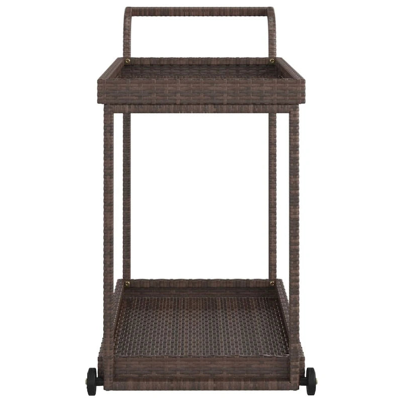 vidaXL Outdoor Bar Cart 2-Tier Serving Cart Rolling Utility Cart PE Rattan - 39.4 x 17.7 x 32.7