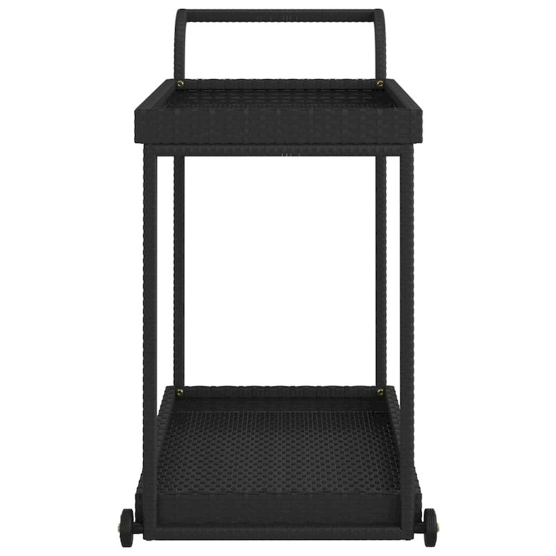 vidaXL Outdoor Bar Cart 2-Tier Serving Cart Rolling Utility Cart PE Rattan - 39.4 x 17.7 x 32.7