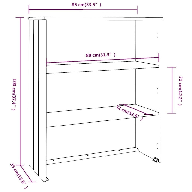 vidaXL Cabinet Top for Highboard Sideboard with Shelves HAMAR Solid Wood Pine - 33.5x13.8x39.4