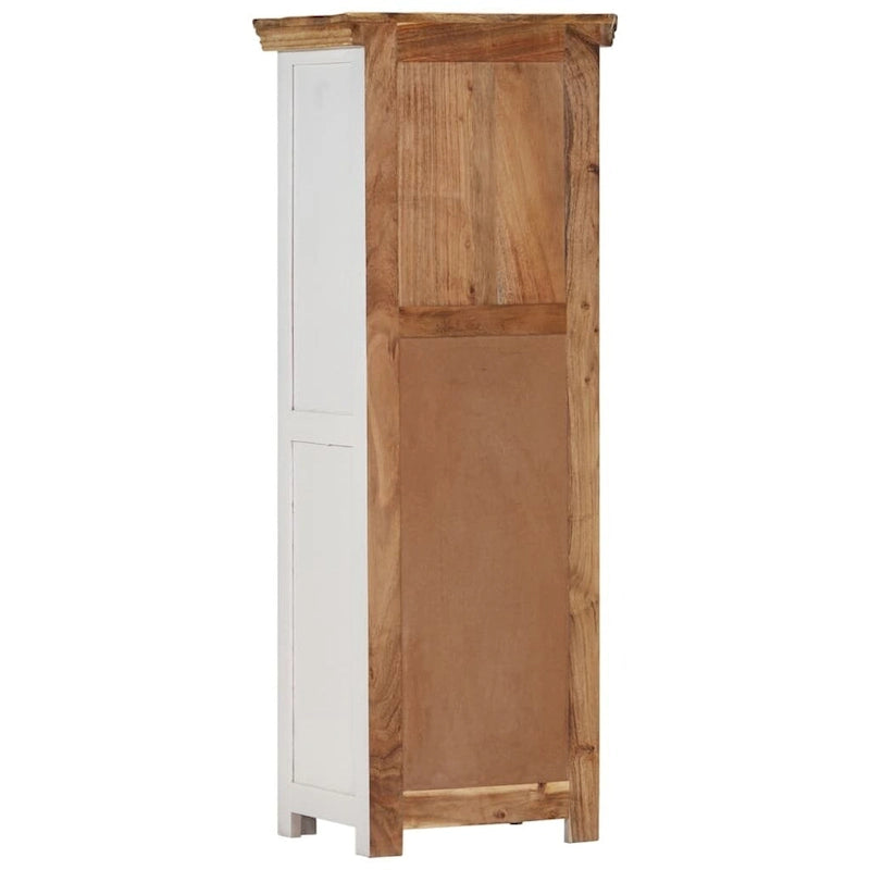 vidaXL Highboard Brown&White 15.7x11.8x43.3 Solid Wood Mango and Acacia - 15.7 x 11.8 x 43.3