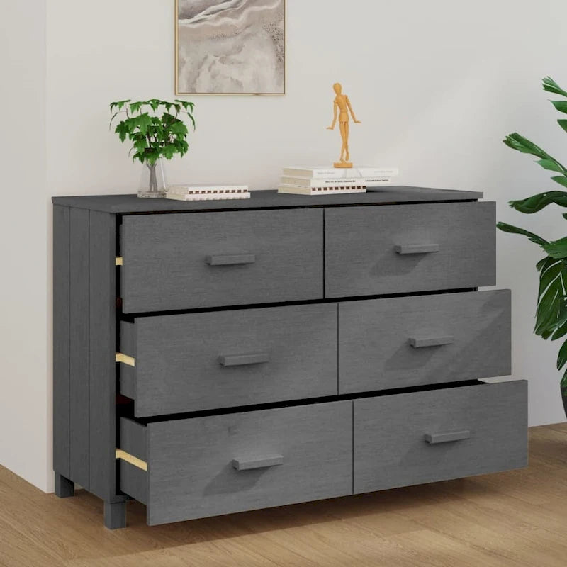 vidaXL Sideboard Buffet Console Cabinet with Storage HAMAR Solid Wood Pine - 44.5x15.7x31.5