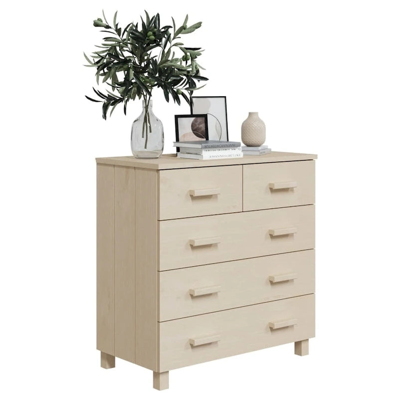 vidaXL Sideboard Bar Buffet Console Cabinet with Drawers HAMAR Solid Wood Pine - 31.1x15.7x31.5