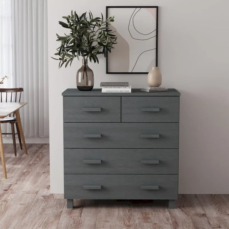 vidaXL Sideboard Bar Buffet Console Cabinet with Drawers HAMAR Solid Wood Pine - 31.1x15.7x31.5