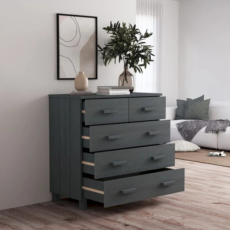 vidaXL Sideboard Bar Buffet Console Cabinet with Drawers HAMAR Solid Wood Pine - 31.1x15.7x31.5