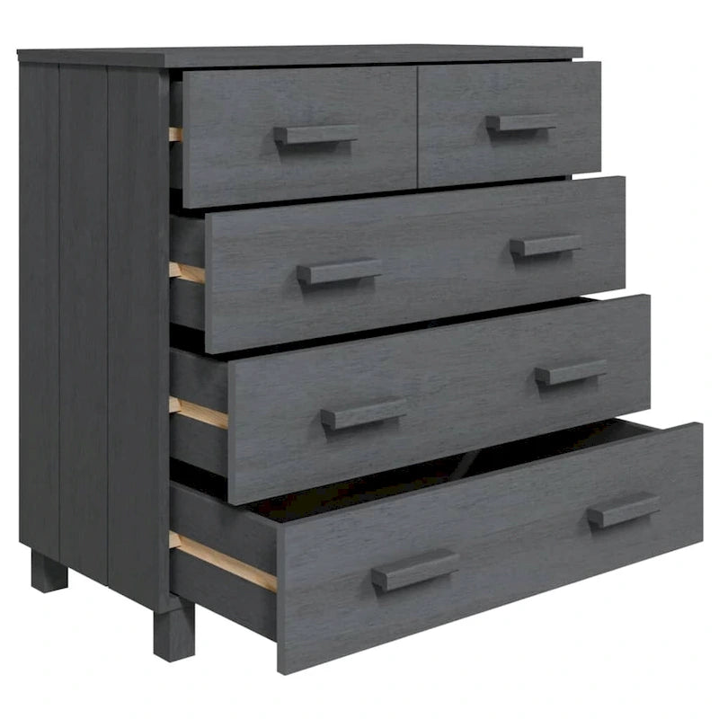 vidaXL Sideboard Bar Buffet Console Cabinet with Drawers HAMAR Solid Wood Pine - 31.1x15.7x31.5