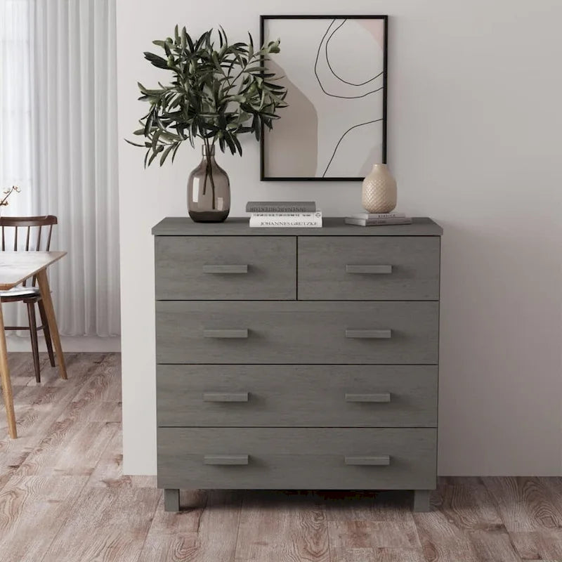 vidaXL Sideboard Bar Buffet Console Cabinet with Drawers HAMAR Solid Wood Pine - 31.1x15.7x31.5