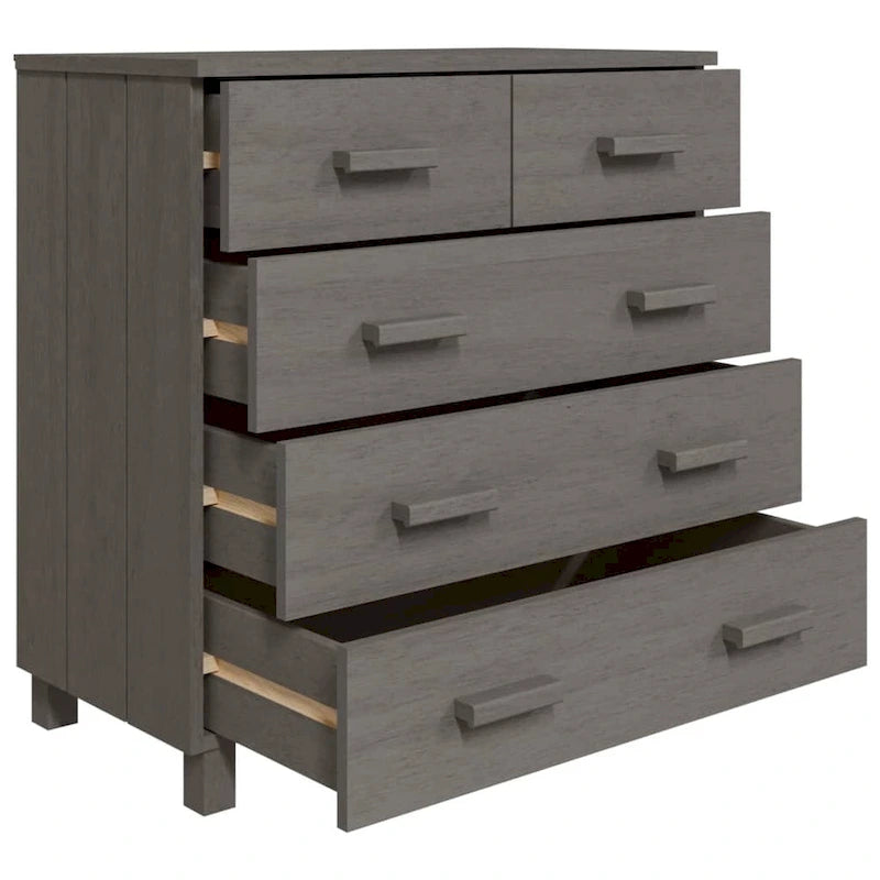 vidaXL Sideboard Bar Buffet Console Cabinet with Drawers HAMAR Solid Wood Pine - 31.1x15.7x31.5