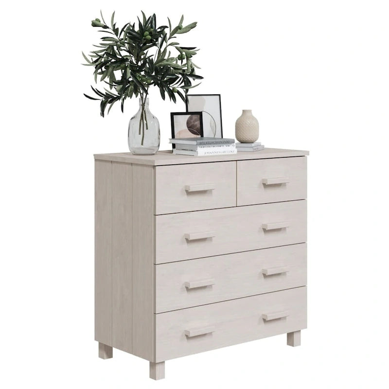 vidaXL Sideboard Bar Buffet Console Cabinet with Drawers HAMAR Solid Wood Pine - 31.1x15.7x31.5