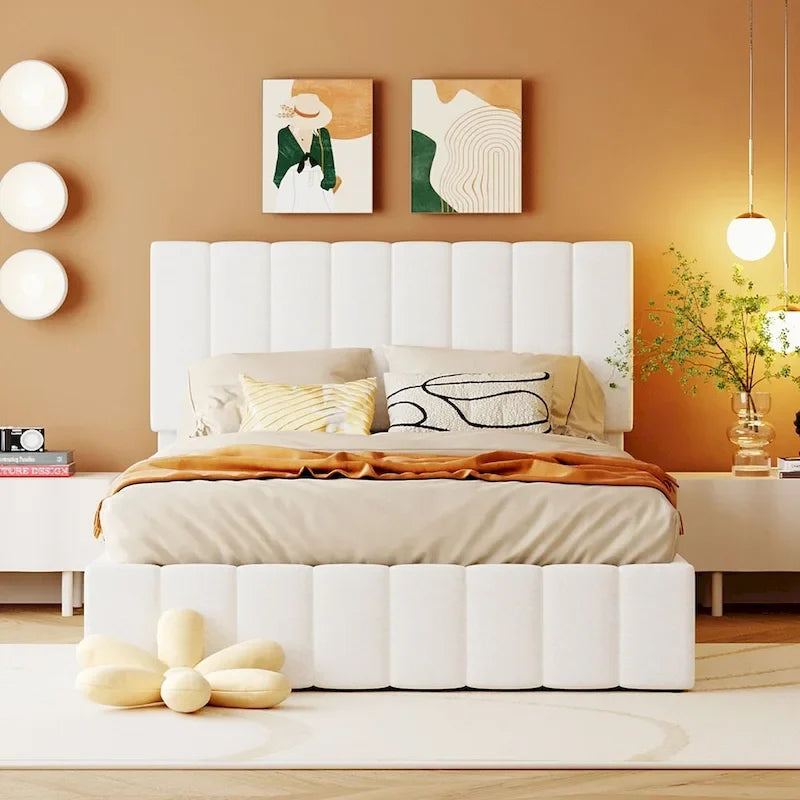 Full size Upholstered Platform bed with a Hydraulic Storage System