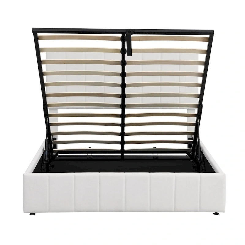 Full size Upholstered Platform bed with a Hydraulic Storage System