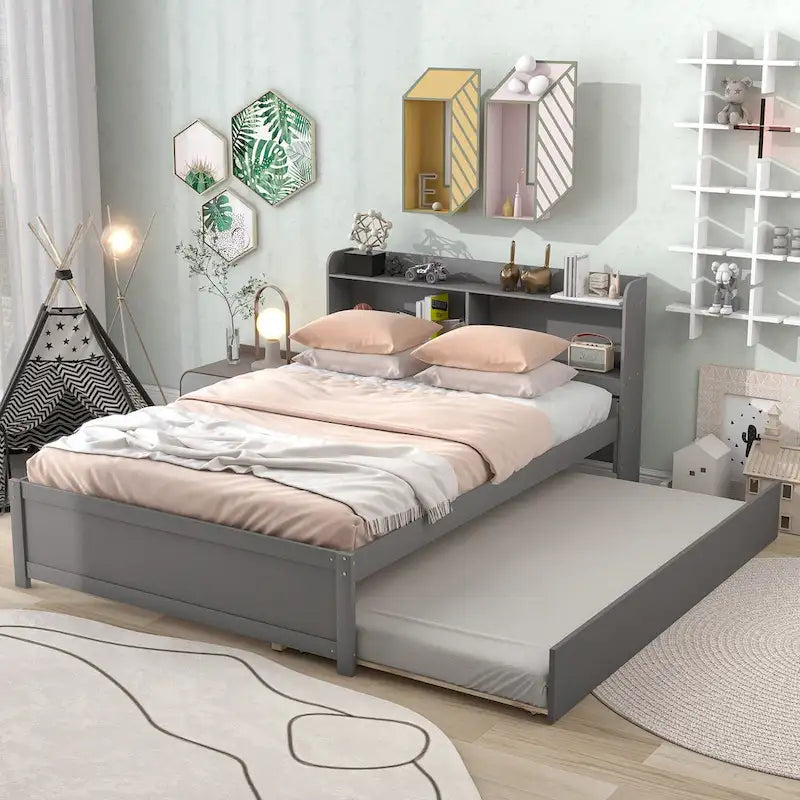 Full Bed with Trundle Bookcase