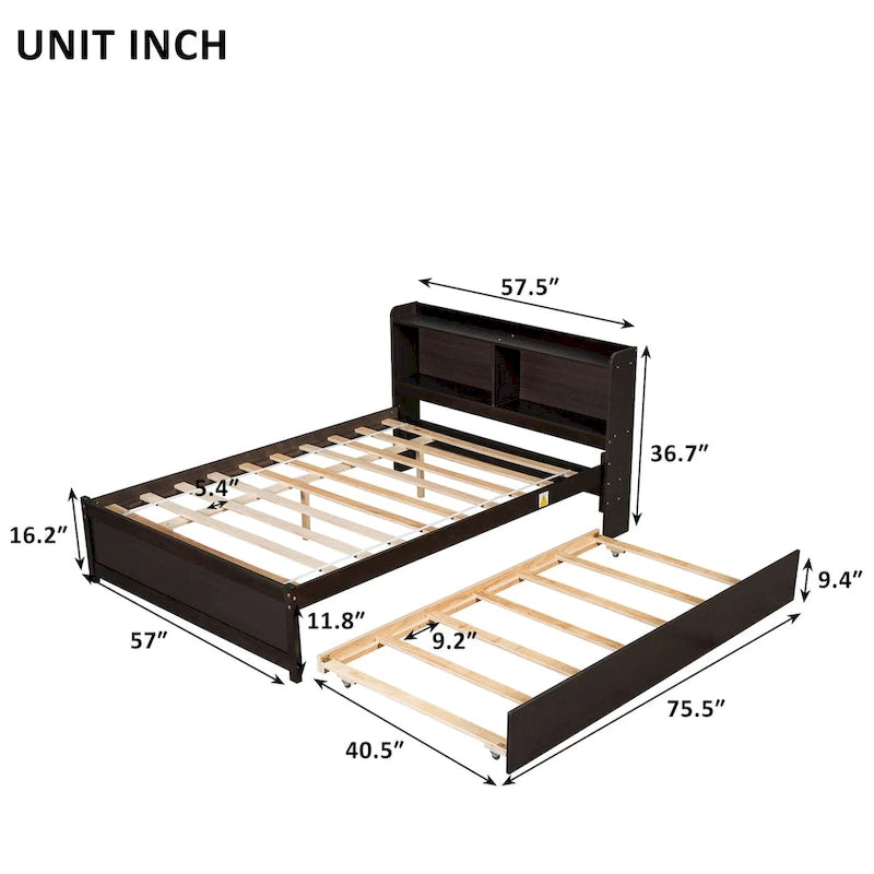 Bed with Trundle,Bookcase