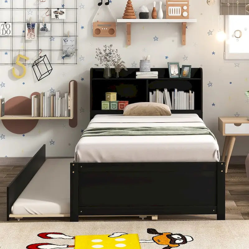 Bed with Trundle,Bookcase