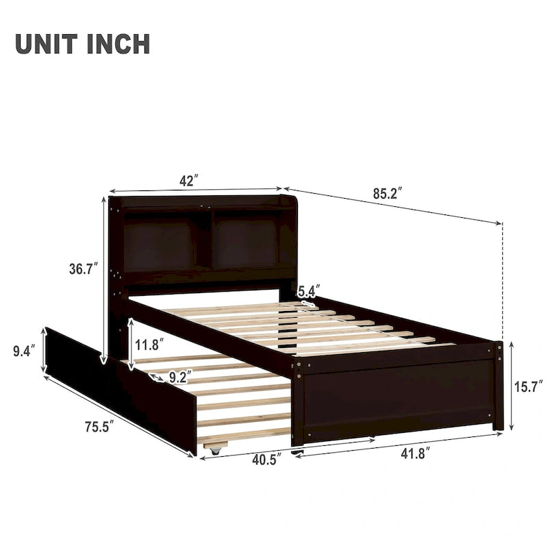 Bed with Trundle,Bookcase