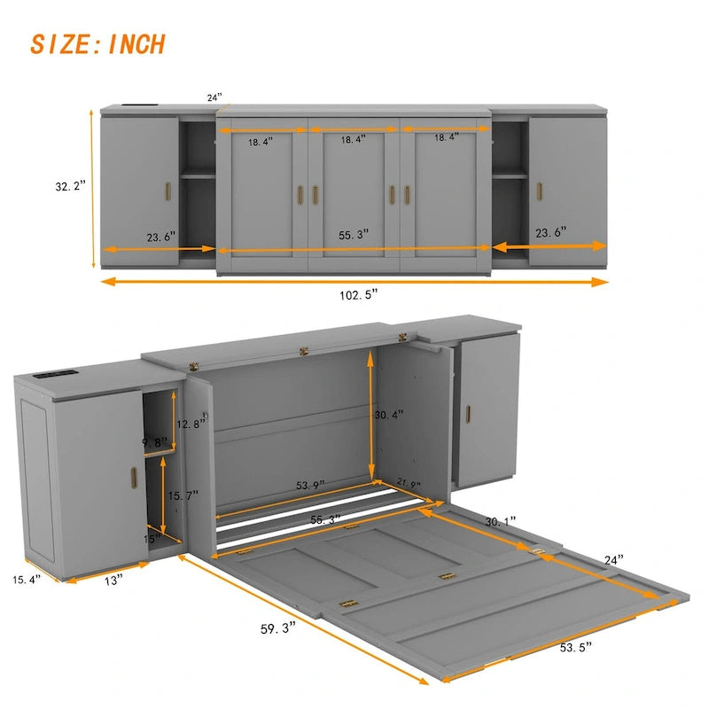 QW Full Size Murphy Bed with Shelves