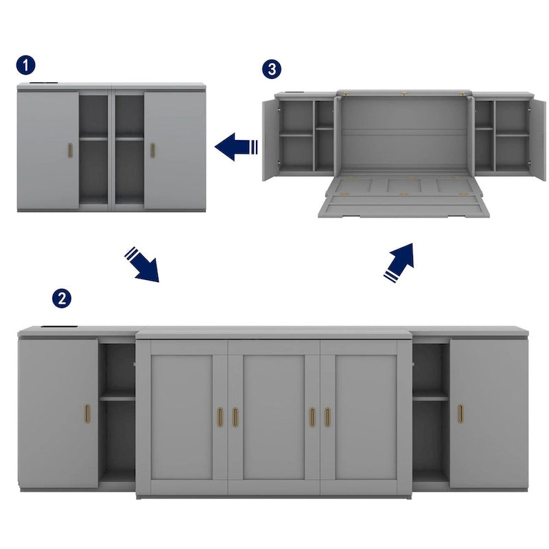 QW Full Size Murphy Bed with Shelves