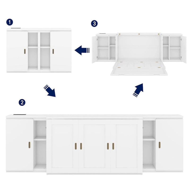 QW Full Size Murphy Bed with Shelves
