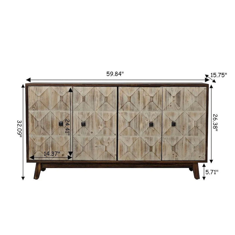 59.84 Vintage Freestanding Storage Cabinet with 4 Doors