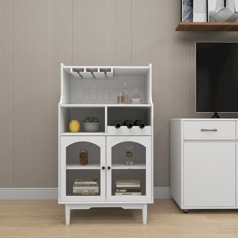 Living Room Wine Cabinet with Removable Wine Rack and Wine Glass Rack - 27.56L * 15.75W * 50.39H