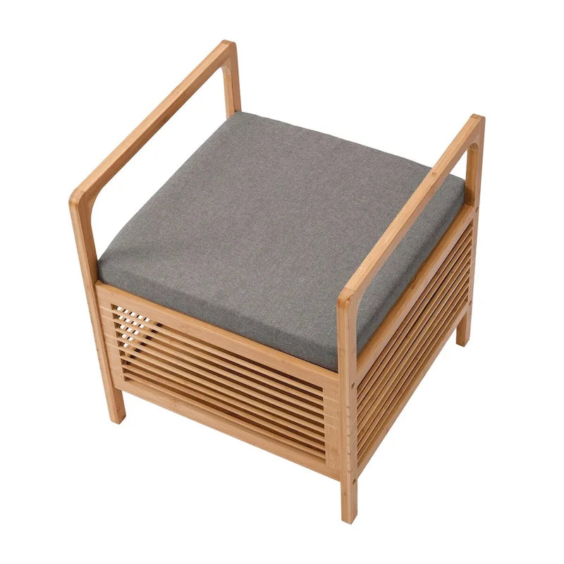 Proman Products SH17236 Cambridge Bamboo Square Storage Shoe bench, Natural, 19.5 W x 19.5 D x 21.5 H