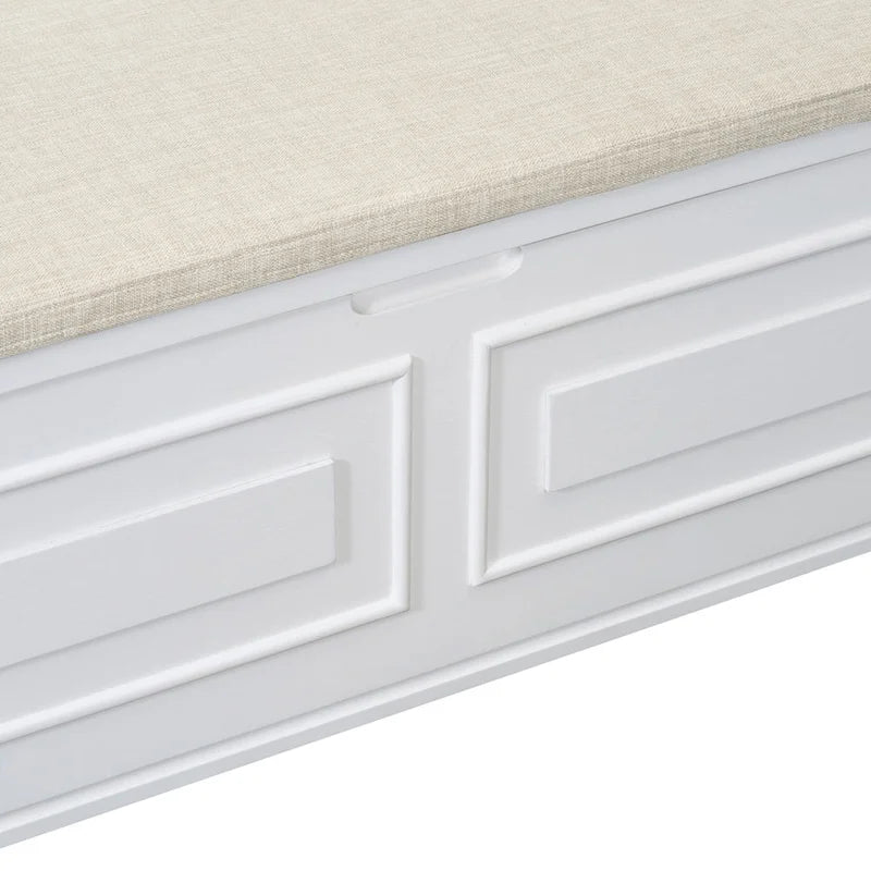 Rustic Style Solid wood Entryway Multifunctional Storage Bench with Safety Hinge