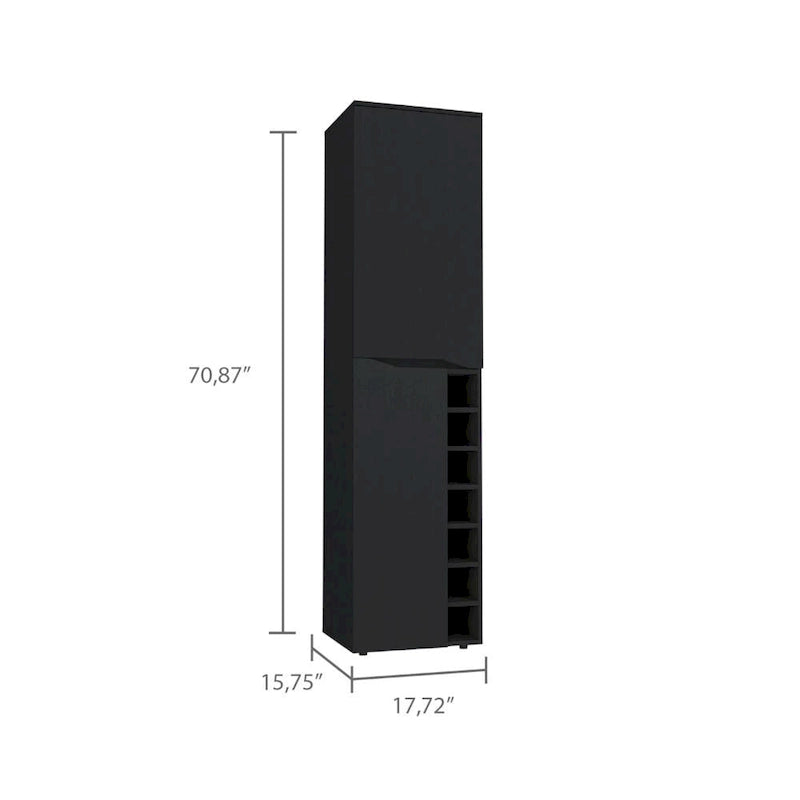 Obregon Tall Cabinet, Seven Cubbies, Two-Door Cabinets -Black