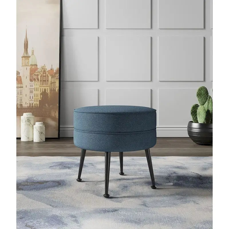 Manhattan Comfort Bailey Mid Century Modern Woven Upholstered Round Ottoman