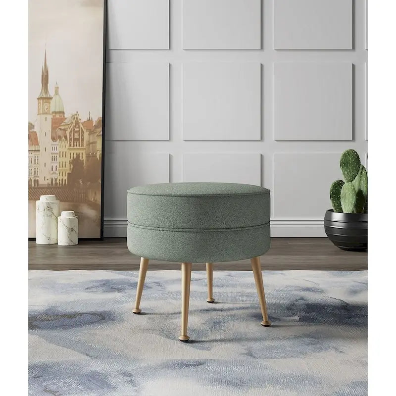 Manhattan Comfort Bailey Mid Century Modern Woven Upholstered Round Ottoman