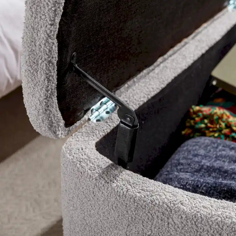 Storage Ottoman Bench for End of Bed Gold Legs,Faux Fur Entryway Bench Upholstered Padded with Storage for Living Room Bedroom