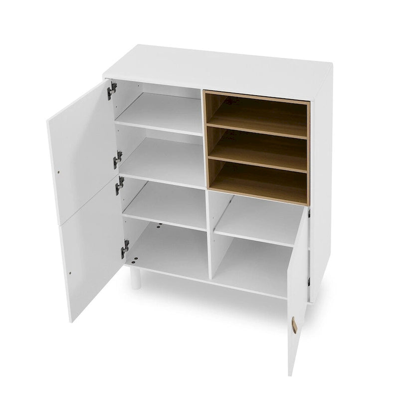 Modern Wood Sideboard Cabinet with Round Legs and Shelf - N/A