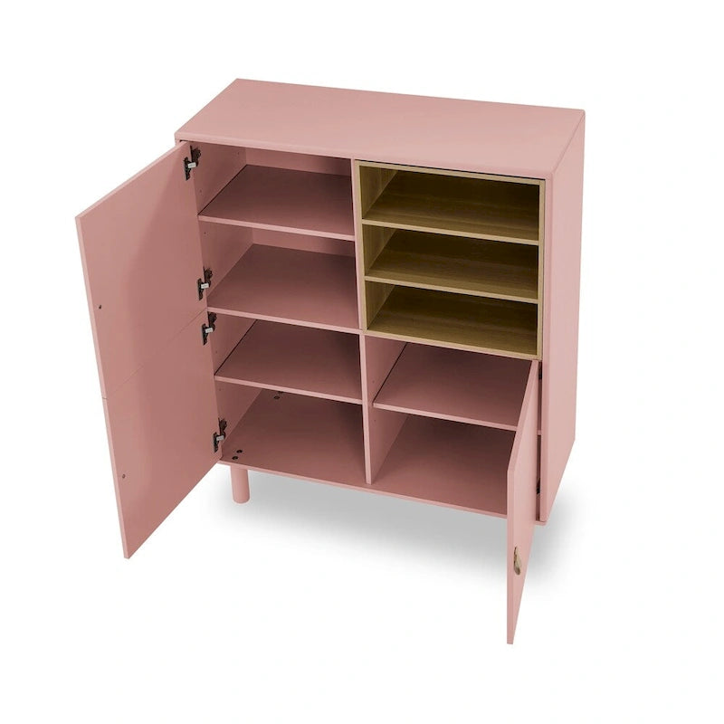 Modern Wood Sideboard Cabinet with Round Legs and Shelf - N/A