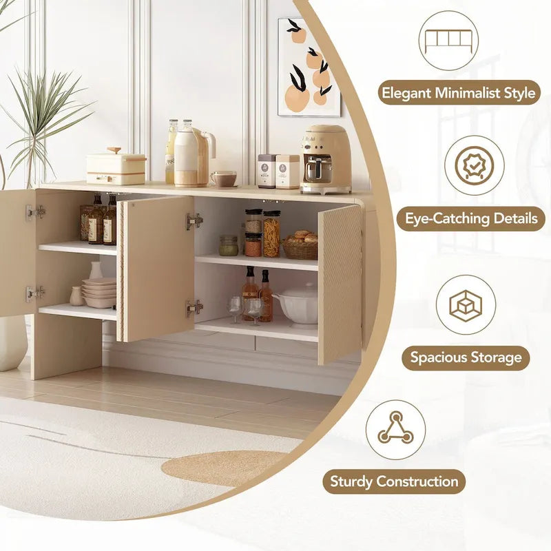60L Large Storage Space with 4 Doors and Rebound Device - N/A