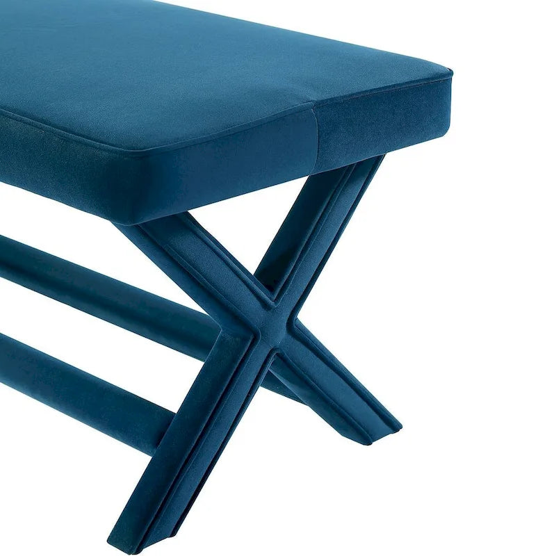 Manhattan Comfort Abigail Mid-Century Modern Velvet Upholstered Bench