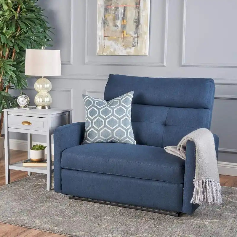 Modern Fabric Double Seat Recliner Chair with Plush Cushions by Christopher Knight Home